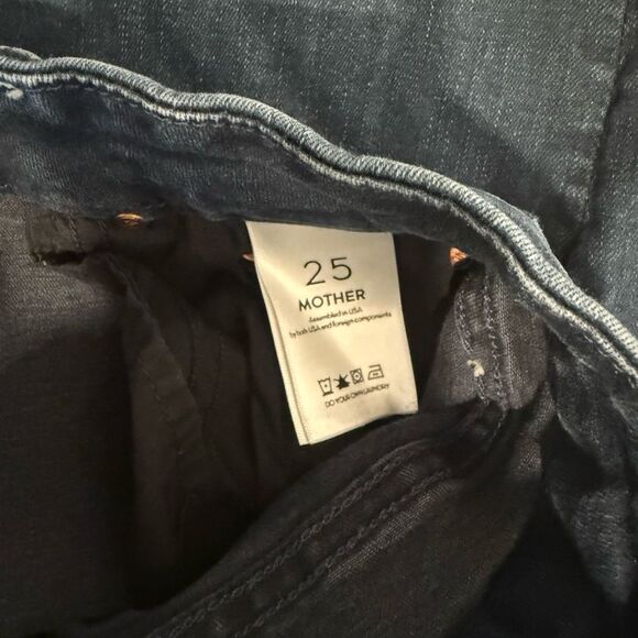 Mother The Looker Low Rise Skinny Jeans Dark Wash Frayed Sz 25 - Picture 6 of 8